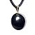 Pingente Disco Liso Pedra Obsidiana Negra Pino Dourado - Imagem 2