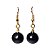 Brinco Cabochão Pedra Obsidiana Negra Montagem Anzol Dourado - Imagem 1