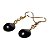 Brinco Cabochão Pedra Obsidiana Negra Montagem Anzol Dourado - Imagem 3