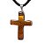 Colar Crucifixo Pedra Olho De Tigre Natural Envolto Prateado - Imagem 1