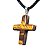 Colar Crucifixo Pedra Olho De Tigre Natural Envolto Prateado - Imagem 2