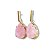 Brinco Quartzo Rosa Gema Facetada Pedra Natural Dourado - Imagem 3