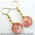 Brinco Disco Pedra Cherry Rosa Montagem Pino Anzol Banho Ouro - Imagem 1