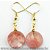 Brinco Disco Pedra Cherry Rosa Montagem Pino Anzol Banho Ouro - Imagem 2
