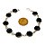 Pulseira Disco Pedra Obsidiana Negra Ranhurado Dourado - Imagem 3