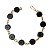 Pulseira Disco Pedra Obsidiana Negra Ranhurado Dourado - Imagem 2