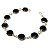 Pulseira Disco Pedra Obsidiana Negra Ranhurado Dourado - Imagem 1