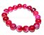 Pulseira Bolinha Pedra Agata Rosa Rolada Fio Silicone PB7197 - Imagem 1