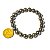 Pulseira Bolinha Pedra Pirita Rolada Fio Silicone - Imagem 3