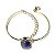 Bracelete Ágata Lilás Pedra Natural Mini Cabochão Dourado - Imagem 2