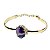 Bracelete Ágata Lilás Pedra Natural Mini Cabochão Dourado - Imagem 3