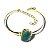 Bracelete Quartzo Verde Pedra Natural Mini Cabochão Dourado - Imagem 2