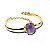 Bracelete Ametista Pedra Natural Mini Cabochão Dourado - Imagem 2