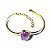 Bracelete Ametista Pedra Natural Mini Cabochão Dourado - Imagem 1