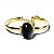 Bracelete Obsidiana Pedra Natural Mini Cabochão Dourado - Imagem 1
