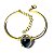 Bracelete Obsidiana Pedra Natural Mini Cabochão Dourado - Imagem 2
