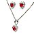 Conjunto Colar e Brinco Coração Rubi Zircônia Prata 925 - Imagem 9