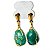 01 Brinco Cesta Amarrada Pedra Ágata Verde Dourado - Imagem 3