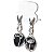 01 Brinco Cesta Amarrada Pedra Obsidiana Negra Prateado - Imagem 4