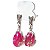 01 Brinco Cesta Amarrada Pedra Ágata Rosa Prateado - Imagem 5