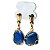 01 Brinco Cesta Amarrada Pedra Ágata Azul Dourado - Imagem 4
