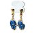 01 Brinco Cesta Amarrada Pedra Ágata Azul Dourado - Imagem 9