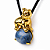 Colar Leoa Cabochao Oval Pedra Lapis Lazuli Natural Dourado - Imagem 2