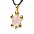 Colar Tartaruga Pedra Quartzo Rosa Natural Banho Dourado - Imagem 1