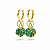 Brinco Trio do Coração Quartzo Verde Dourado Fecho Tranqueta - Imagem 2
