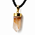 Colar Pontinha Hematoide Amarelo Envolto Pedra Natural Dourado - Imagem 3