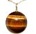 01 Pingente Nlux Cabochão Disco Olho de Tigre Prata 950 - Imagem 1