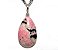 01 Pingente Nlux Gota Pedra Rodonita Natural Montagem Pino Prata 950 - Imagem 2