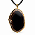 Colar Chapa de Ágata Negra Pedra Natural Envolto Dourado - Imagem 3