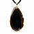 Colar Chapa de Ágata Negra Pedra Natural Envolto Dourado - Imagem 4