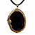 Colar Chapa de Ágata Negra Pedra Natural Envolto Dourado - Imagem 1