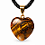 Colar Mini Coração 15mm Olho de Tigre Natural Pino Dourado - Imagem 5