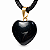 Colar Mini Coração 15mm Obsidiana Negra Natural Pino Dourado - Imagem 2