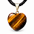 Colar Mini Coração 15mm Olho de Tigre Natural Pino Prateado - Imagem 3