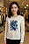 BLUSA MALHA VISCOSE DECOTE REDONDO BORBADO MANGAS LONGAS ESTAMPA COM AZUL NA FRENTE COR OFF WHITE - Imagem 2