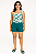 CONJUNTO BLUSA ALÇA  ESTAMAPADA AZUL E BRANCO E SHORT COM PASSSANTE E ELASTICO AZUL - Imagem 1