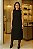 VESTIDO MALHA QUADRICULADA GOLA ALTA E CAVADO COR PRETO - Imagem 2