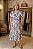 VESTIDO MIDI CAVADO TRANSPASSADO ELASTICO CINTURA ESTAMPADO AZUL BRANCO E AMARELO - Imagem 2