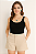SHORT CURTO DOIS BOTOES FORRADOS BOLSO FACA BEGE - Imagem 1