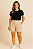 SHORT ALFAIATARIA COM BOLSOS E BOTAO FORRADO COR BEGE - Imagem 1