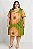 VESTIDO CURTO MEDIO COM MANGAS CURTAS DECOTE V FRENTE E COSTAS  ESTAMPADO VERDE LARANJA - Imagem 1
