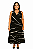 VESTIDO LONGO LINHO CAVADO FENDA ATRAS ESTAMPADO PRETO E BRANCO - Imagem 1