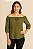 BLUSA CIGANINHA MANGA 7/8 E AMARRAÇÃO DECOTE VERDE MUSGO - Imagem 1