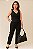 CONJUNTO BLUSA CAVANA DECOTE V E CALÇA RETA BOLSO FACA PRETA - Imagem 1