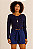 BLUSA CROPPED MALHA CANELADA MANGAS LONGAS COR AZUL ESCURO - Imagem 1