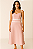 VESTIDO MIDI ALCINHA FINA AJUSTAVEL RECORTES E FAIXA BRANCA BUSTOS E CINTURA ROSA CLARO - Imagem 1